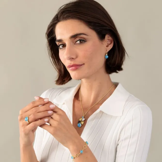 Chalcedon Collier Silber 925 vergoldet