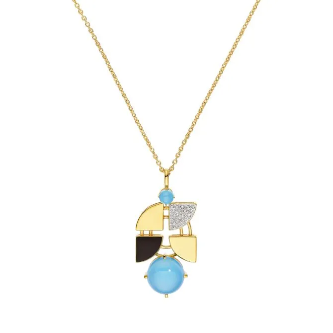 Chalcedon Collier Silber 925 vergoldet