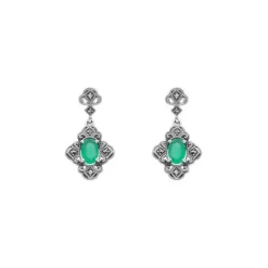 Chalcedon Markasit Ohrh&auml;nger Silber 925
