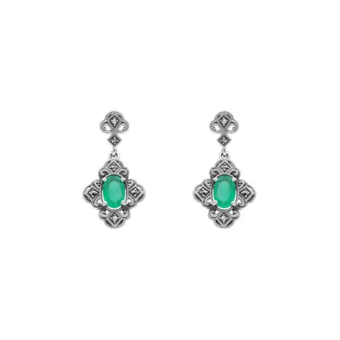 Chalcedon Markasit Ohrhänger Silber 925