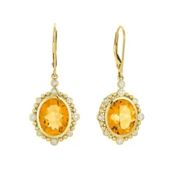Citrin Brillant Ohrringe Gold 585