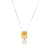 Citrin Kulturperlen Collier Wei&szlig;gold 585