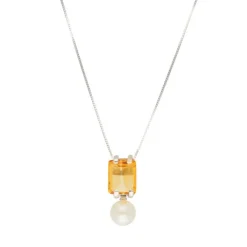 Citrin Kulturperlen Collier Weißgold 585
