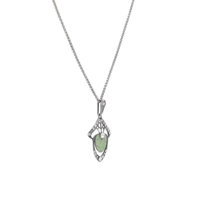 Collier "Art Deco" Silber 925 tlw. grün emailliert