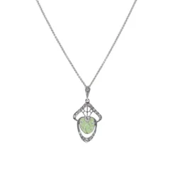 Collier "Art Deco" Silber 925 tlw. gr&uuml;n emailliert