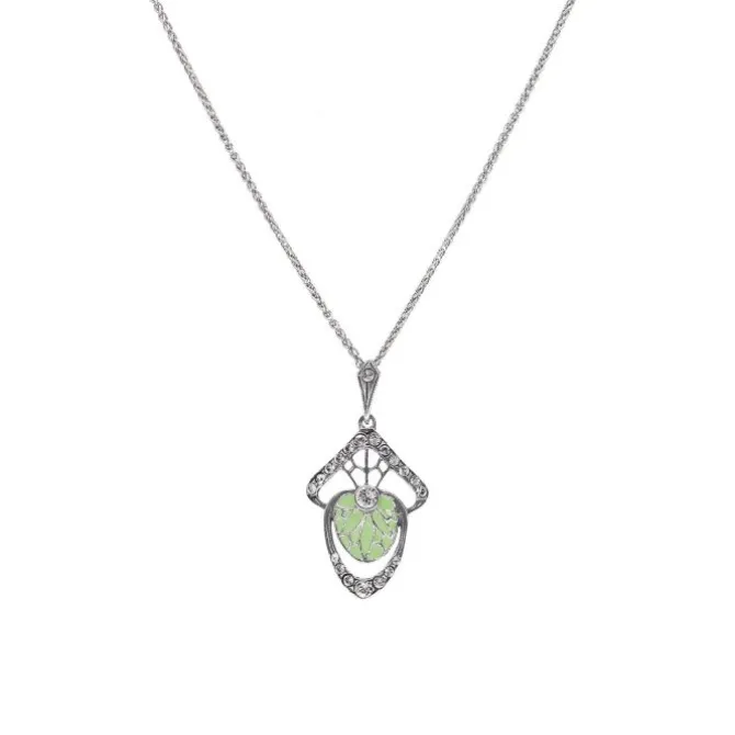 Collier "Art Deco" Silber 925 tlw. grün emailliert