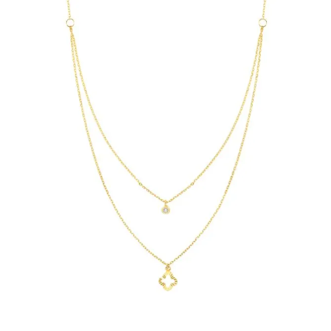 Collier "Blume" Gold 585 zweireihig