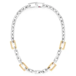Collier "CHAIN" Stahl tlw. gold ionenplattiert