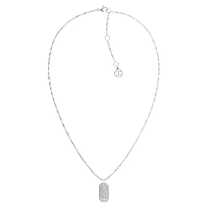 Collier "DOGTAG" Stahl Imitationssteine
