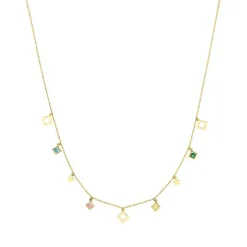 Collier Gold 585 Imitationssteine bunt