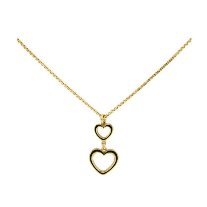 Collier "Herzen" Silber 925 vergoldet tlw. schwarz