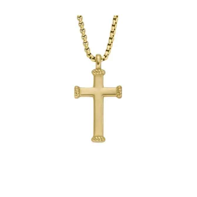 Collier "Kreuz" Stahl gold ionenplattiert