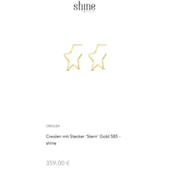 Creolen mit Stecker "Stern" Gold 585