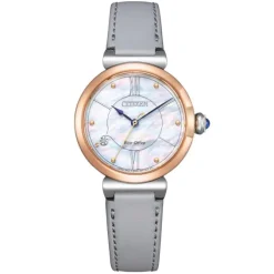 Dame Uhr ECO Drive Leder grau