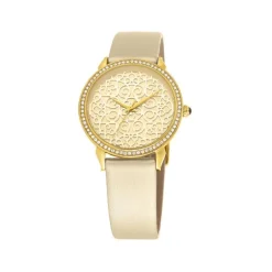 Damen Armbanduhr goldfarben Leder