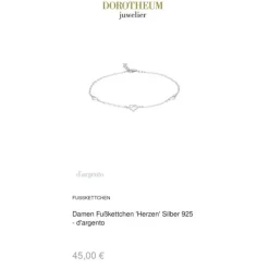 Damen Fu&szlig;kettchen "Herzen" Silber 925