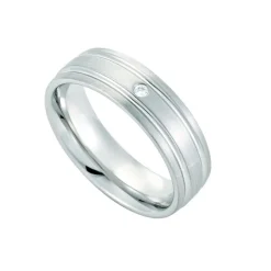 Damen Partnerring Silber 925 platiniert Brillant 0,01 ct.