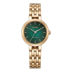 Damen Uhr "L ELEGANCE" Eco Drive Stahl gold
