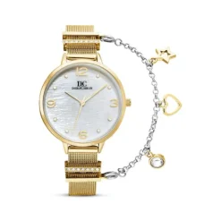 Damen Uhr mit Armkette Quarz Stahl gold