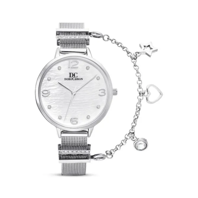 Damen Uhr mit Armkette Quarz Stahl