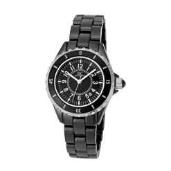 Damen Uhr Quarz Keramik schwarz