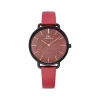Damen Uhr Quarz Leder bordeaux