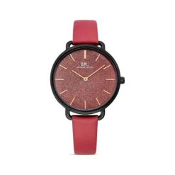 Damen Uhr Quarz Leder bordeaux