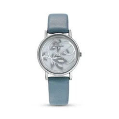 Damen Uhr Quarz Leder grau
