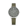 Damen Uhr Quarz Leder gr&uuml;n