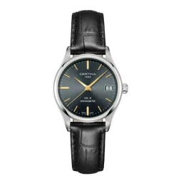 Damen Uhr Quarz Leder schwarz