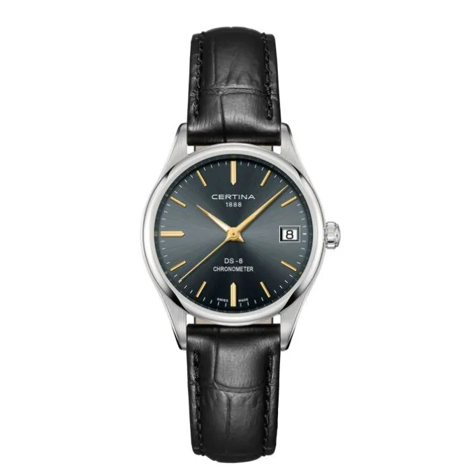 Damen Uhr Quarz Leder schwarz
