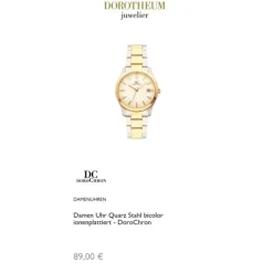 Damen Uhr Quarz Stahl bicolor ionenplattiert