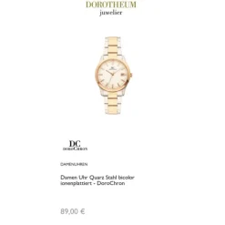 Damen Uhr Quarz Stahl bicolor ionenplattiert
