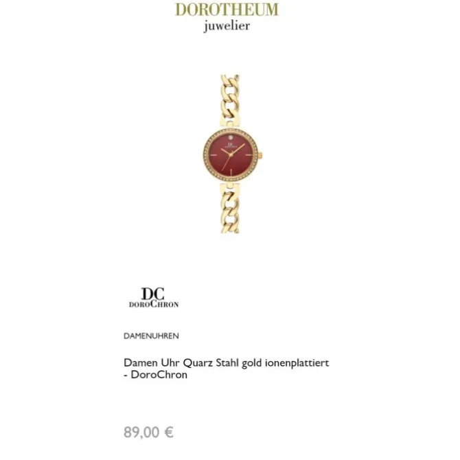 Damen Uhr Quarz Stahl gold ionenplattiert