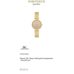 Damen Uhr Quarz Stahl gold ionenplattiert