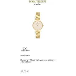 Damen Uhr Quarz Stahl gold ionenplattiert