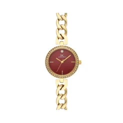 Damen Uhr Quarz Stahl gold ionenplattiert