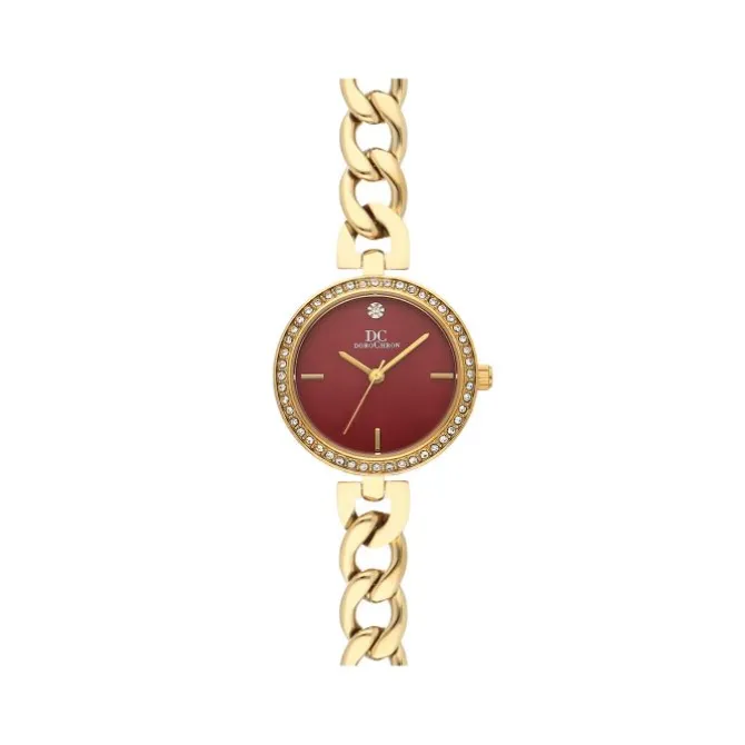 Damen Uhr Quarz Stahl gold ionenplattiert