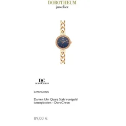 Damen Uhr Quarz Stahl ros&eacute;gold ionenplattiert