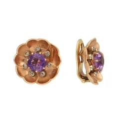 Diamant Amethyst Ohrclips Gold/Wei&szlig;gold 585 - Privatbesitz