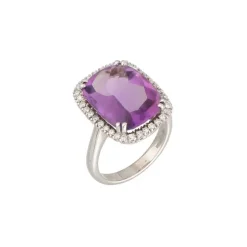 Diamant Amethyst Ring Wei&szlig;gold 750