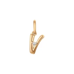 Diamant Anh&auml;nger "Letter V" Ros&eacute;gold 585 "Soft Peach"