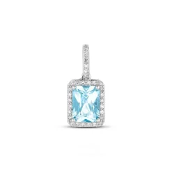 Diamant Aquamarin Anh&auml;nger Wei&szlig;gold 585