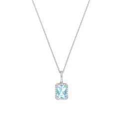 Diamant Aquamarin Anh&auml;nger Wei&szlig;gold 585