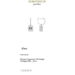 Diamant Aquamarin Ohrh&auml;nger Wei&szlig;gold 585