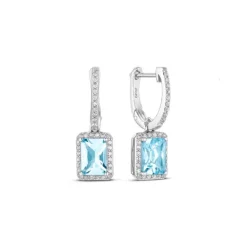 Diamant Aquamarin Ohrh&auml;nger Wei&szlig;gold 585