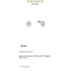 Diamant Aquamarin Ohrstecker Wei&szlig;gold 750