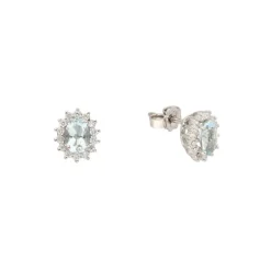 Diamant Aquamarin Ohrstecker Wei&szlig;gold 750