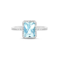 Diamant Aquamarin Ring Wei&szlig;gold 585