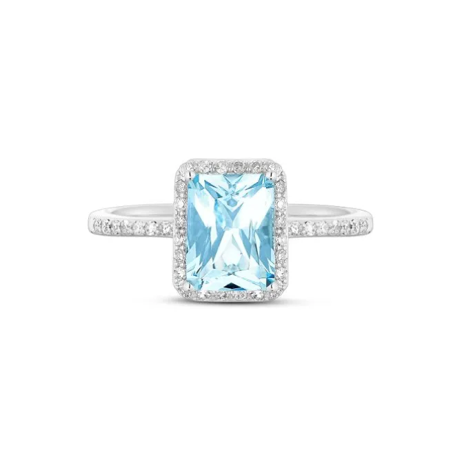 Diamant Aquamarin Ring Weißgold 585